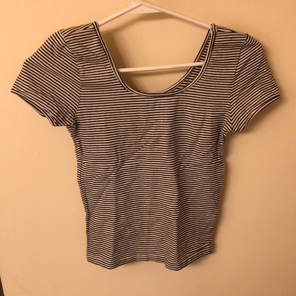 Forever 21 Tops - Black and White Striped Crop Top